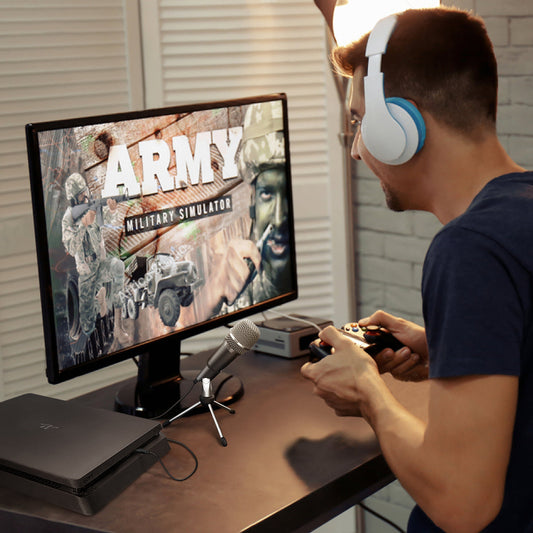 FIFINE K668 USB Microphone on desk stand, cardioid condenser USB mic