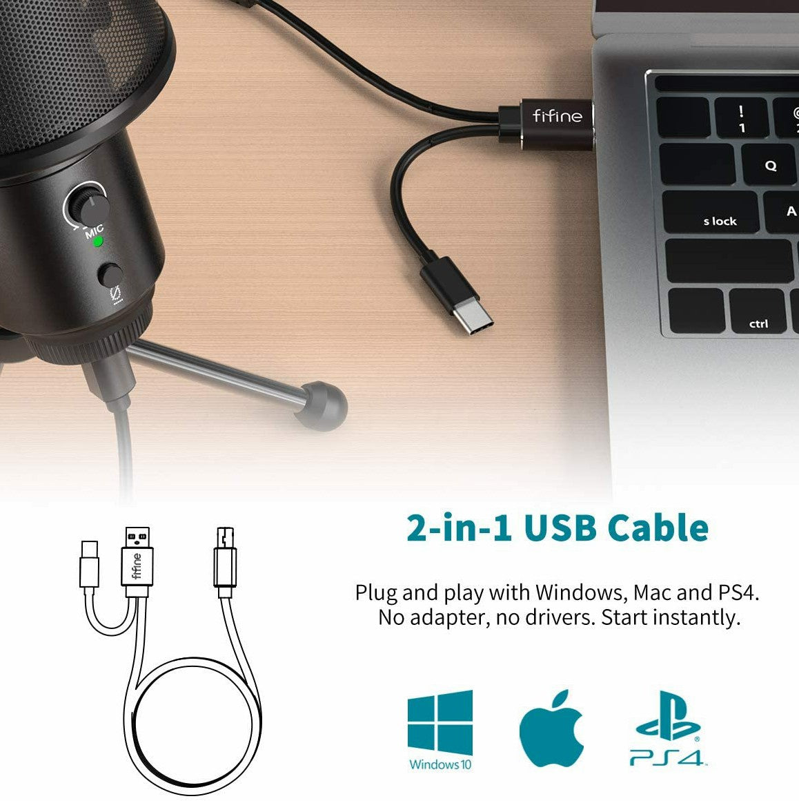 FIFINE K683A USB microphone for PC and Mac