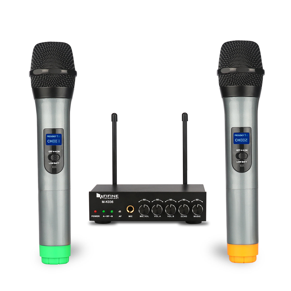 FIFINE K036 wireless dual handheld microphone system with receiver