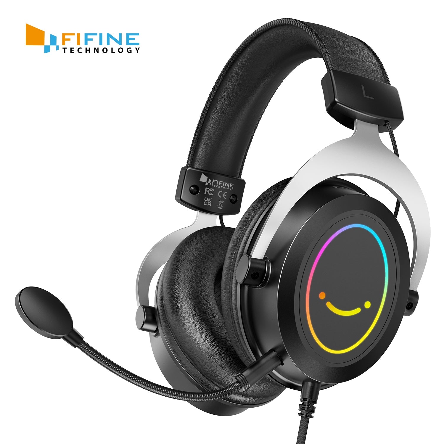 FIFINE H3 wired RGB gaming headset with detachable mic
