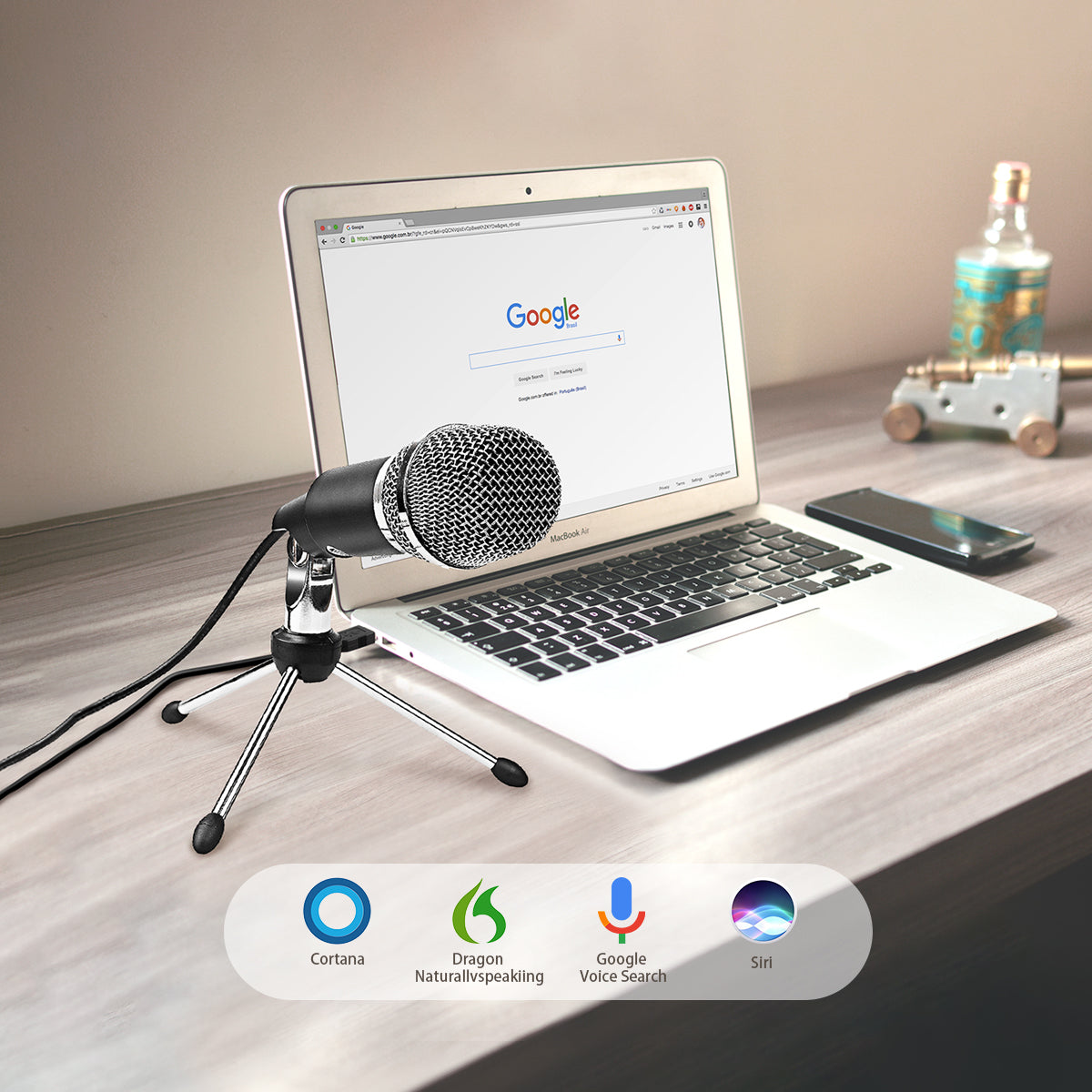 FIFINE K668 USB Microphone on desk stand, cardioid condenser USB mic