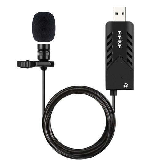 FIFINE K053 USB microphone with clip-on lavalier and 6.5ft cable