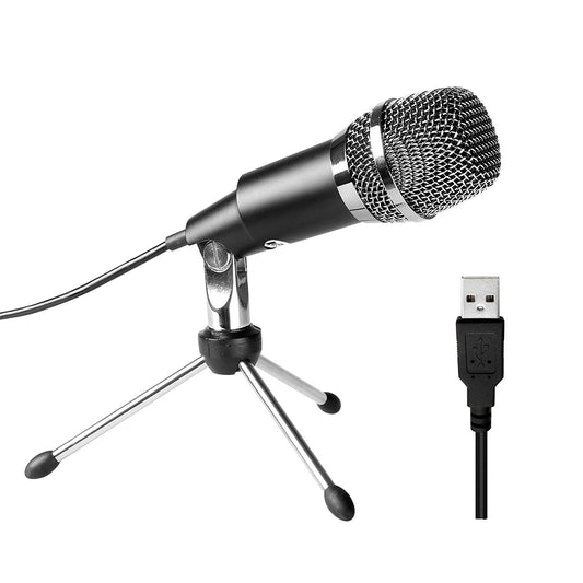 FIFINE K668 USB Microphone on desk stand, cardioid condenser USB mic