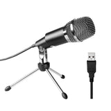FIFINE K668 USB Microphone on desk stand, cardioid condenser USB mic