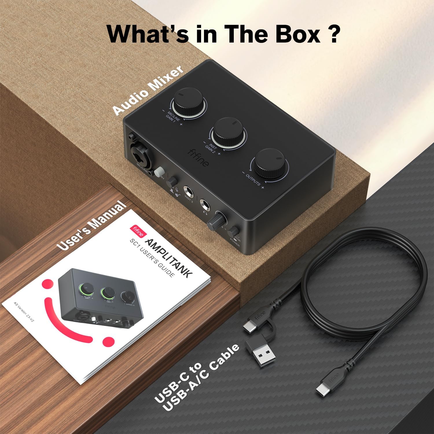 FIFINE SC1 USB Audio Interface compact audio mixer