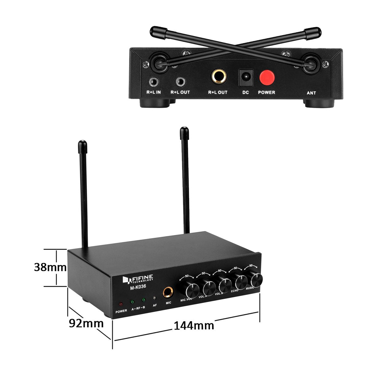 FIFINE K036 wireless dual handheld microphone system with receiver